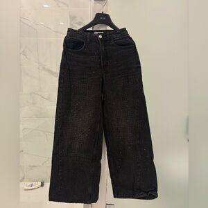 Zara Black Wide-Leg Bedazzle Jeans
